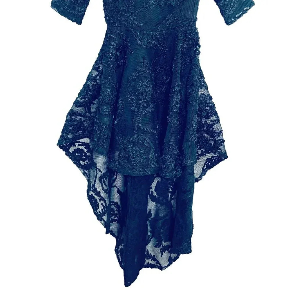 Akira Chicago Black High Low Lace Cinderella Dress Women's Size Small NEW - Picture 3 of 12